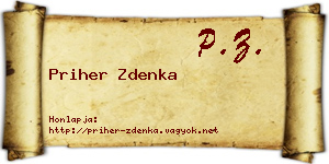 Priher Zdenka névjegykártya